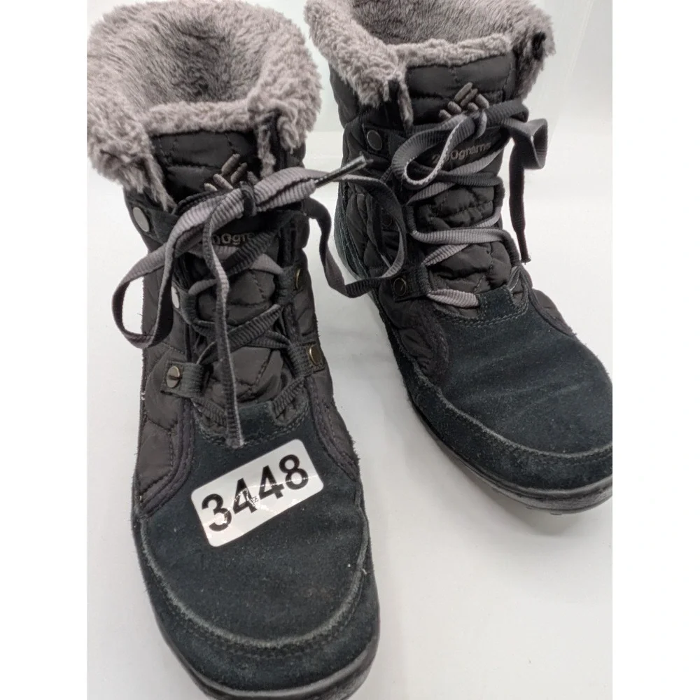 Columbia Winter Snow Boots Womens Size 9 Black Faux Fur Omni-Heat Insulated